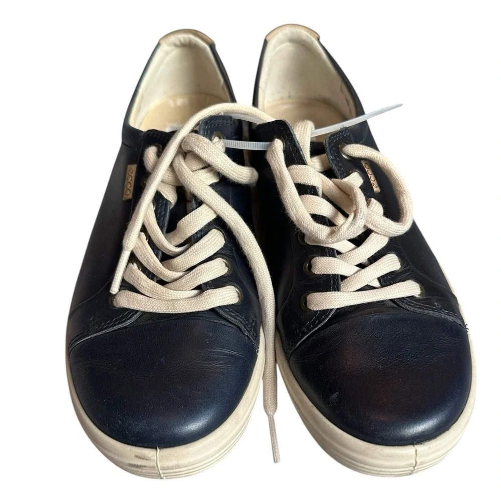 Ecco Soft 7 Leather Sneaker in Marine/Navy/Deep Blue - Size US8/8.5 - Picture 2 of 9